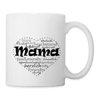 Mama Herz schwarz - Tasse - Weiß - Rechts
