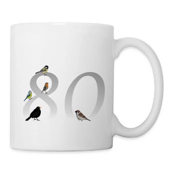 80e anniversaire oiseau-ami oiseau cadeau - Mug blanc - blanc - Droite
