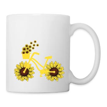 Fahrrad Sonnenblume Radfahren Hippie Sommer Urlaub - Tasse - Weiß - Rechts