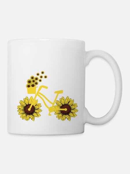 Fahrrad Sonnenblume Radfahren Hippie Sommer Urlaub - Tasse - Weiß