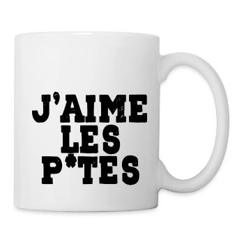 j'aime les p*tes - Mug blanc - blanc - Droite