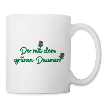 Der mit dem grünen Daumen - Tasse - Weiß - Rechts