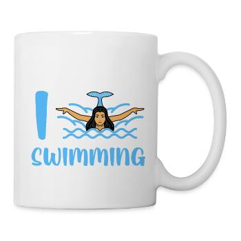 J’aime nager, j’aime la natation, la piscine, la natation - Mug blanc - blanc - Droite