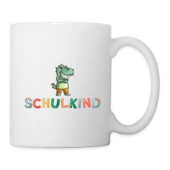 Dino Schulkind bunte Buchstaben Dinosaurier - Tasse - Weiß - Rechts