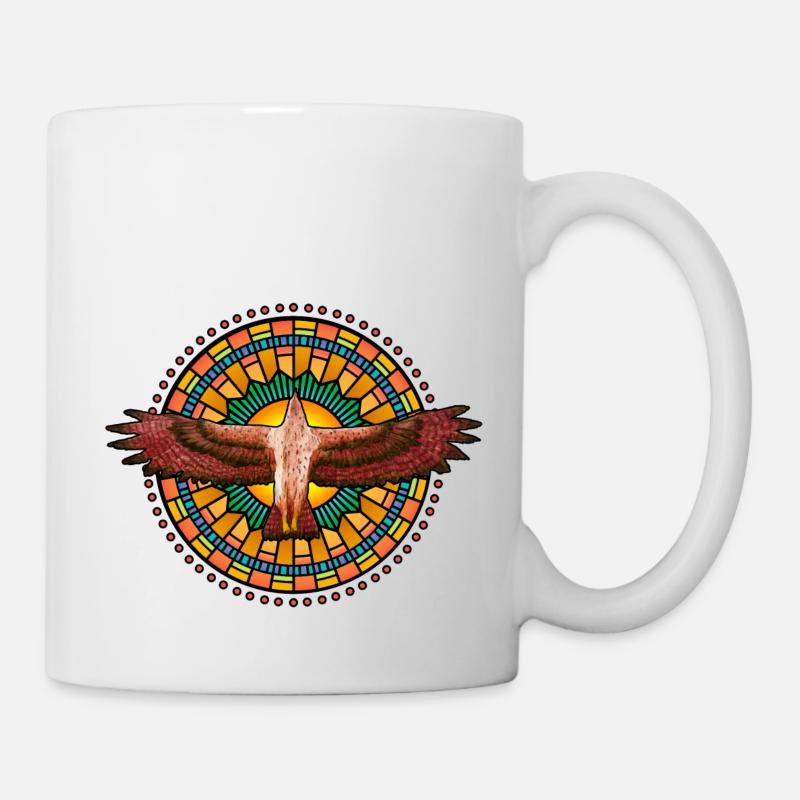 Falke mit Ornament - Tasse - Weiß