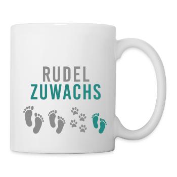 Babybauch Schwangerschaft Rudelzuwachs Hund Junge - Tasse - Weiß - Rechts