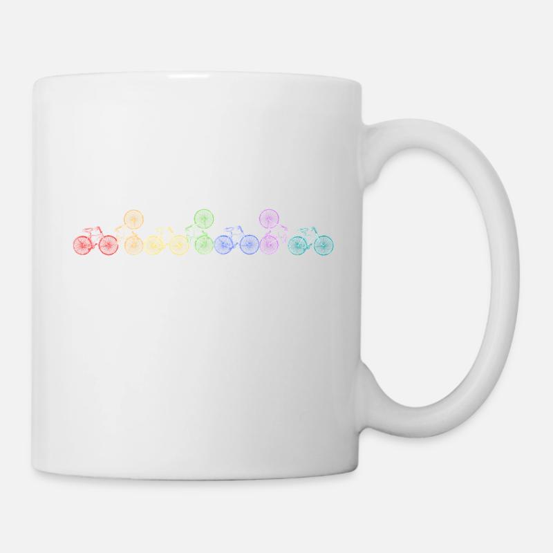 Regenbogen Fahrrad - Tasse - Weiß