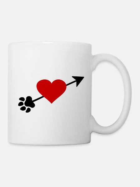 Chien Patte Chien Patte Chien Amour Chien Coeur - Mug blanc - blanc