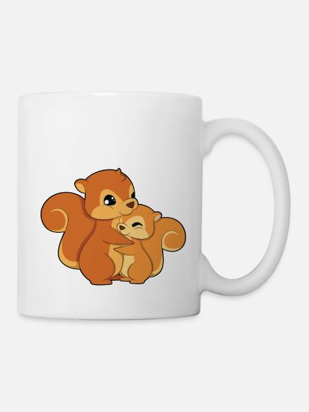 Eichhörnchen Familie Umarmen - Tasse - Weiß
