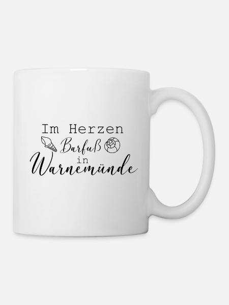 Im Herzen Barfuß in Warnemünde Geschenk Erinnerung - Tasse - Weiß