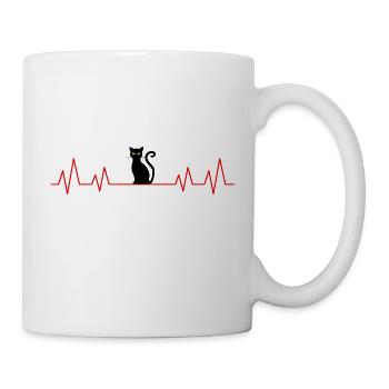 Katze Heartbeat Herzschlag Katze Kater - Tasse - Weiß - Rechts