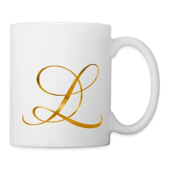 Lettre dorée L au design vintage - Mug blanc - blanc - Droite
