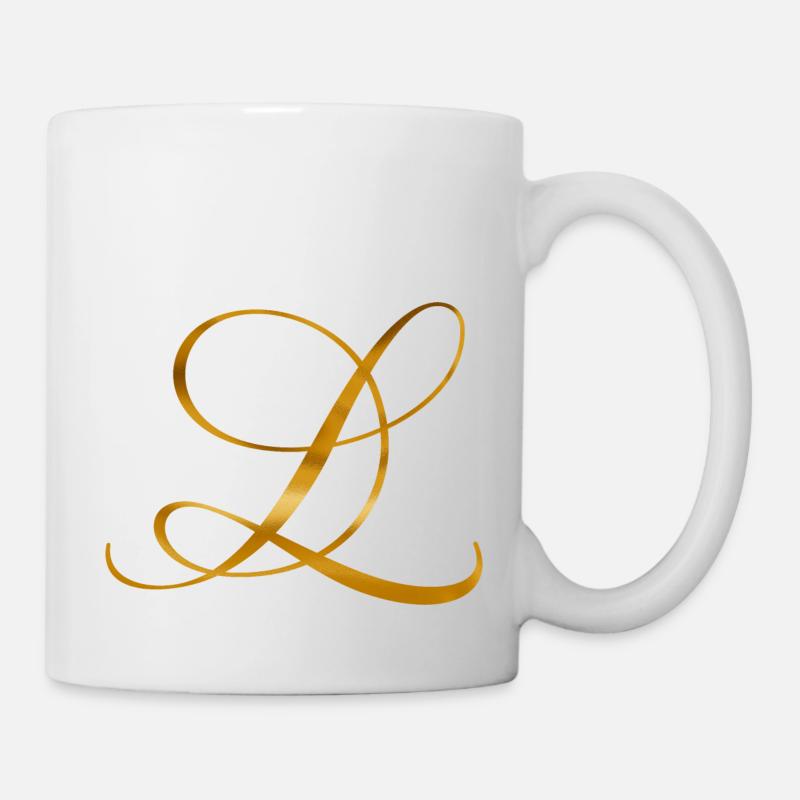 Lettre dorée L au design vintage - Mug blanc - blanc