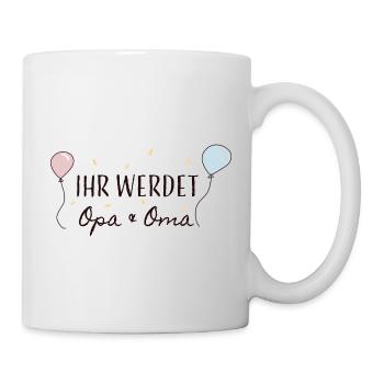 Schwangerschaftsverkündung Oma und Opa - Tasse - Weiß - Rechts