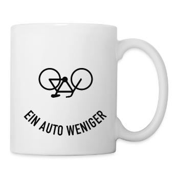 Fahrrad Bike - Ein Auto weniger - Nachhaltigkeit - Tasse - Weiß - Rechts