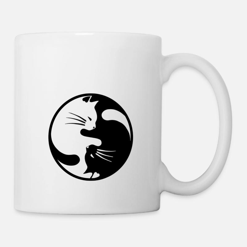 2 black and white cats embraced - Mug - white