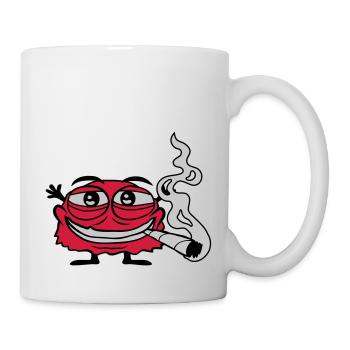 Weed rauchendes lustiges Monster - Tasse - Weiß - Rechts