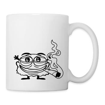 Hanf rauchendes lustiges Monster - Tasse - Weiß - Rechts