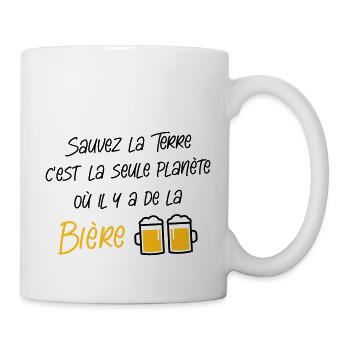 Sauvez la Terre, il y a de la bière ! - Mug blanc - blanc - Droite