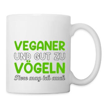 Veganer veggie Tierfreund Spruch Geschenk - Tasse - Weiß - Rechts