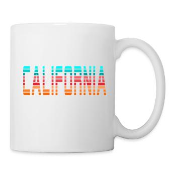 Kalifornien - orange rot blau - Tasse - Weiß - Rechts