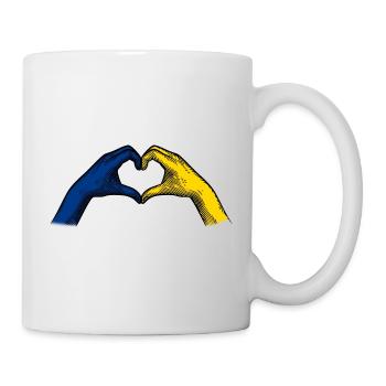 Heart Hands Ukrainian Flag Support Ukraine - Mug - white - Right