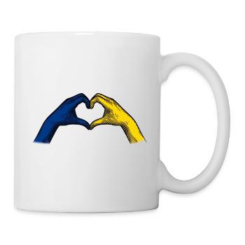 Heart Hands Ukrainian Flag Support Ukraine - Mug - white - Right