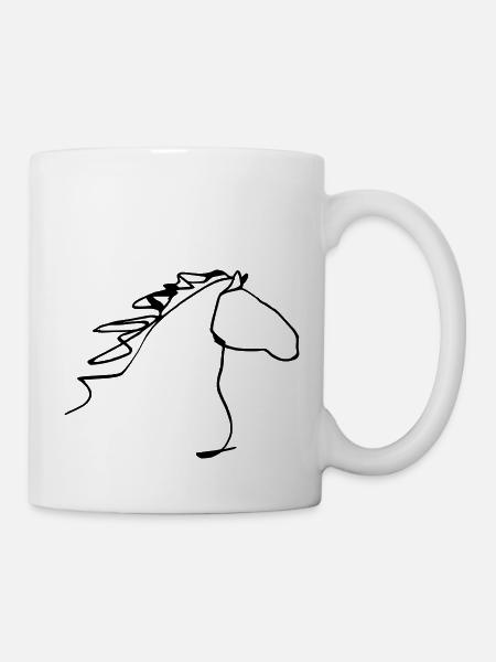 Tête de cheval oneline - Mug blanc - blanc