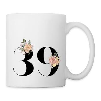 Blumen zum 39-jährigen Jubiläum (Geschenk von 39 Jahren) - Tasse - Weiß - Rechts