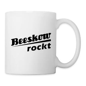 Beeskow rockt - Textdesign mit Stadtnamen - Tasse - Weiß - Rechts