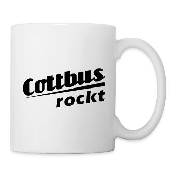 Cottbus rockt - Textdesign mit Stadtnamen - Tasse - Weiß - Rechts