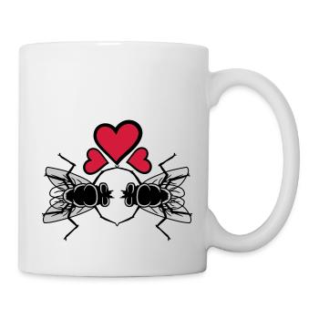 Houseflies in love Couple Hearts - Mug - white - Right