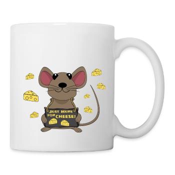 Lustige Maus mit Käse - Tasse - Weiß - Rechts