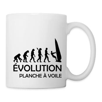 évolution planche à voile / humour planche à voile - Mug blanc - blanc - Droite