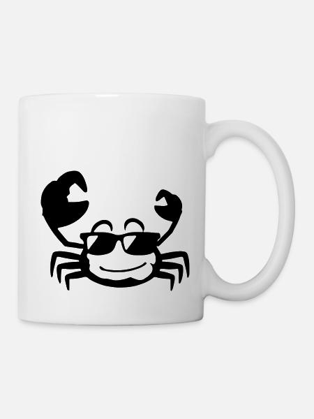 Krebs Krabbe mit Sonnenbrille - Tasse - Weiß