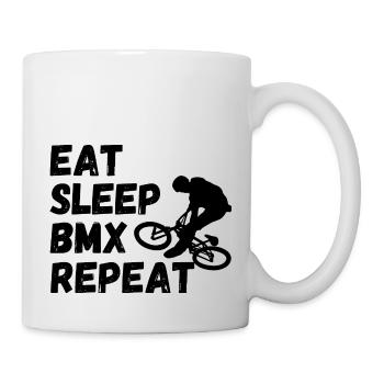 eat sleep bmx repeat - Radsport-Humor - Tasse - Weiß - Rechts