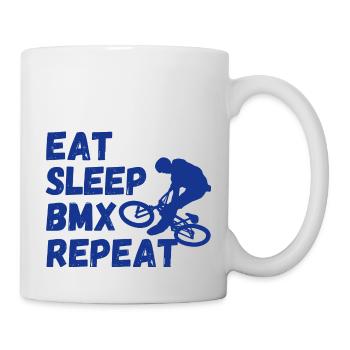eat sleep bmx repeat - Radsport-Humor - Tasse - Weiß - Rechts