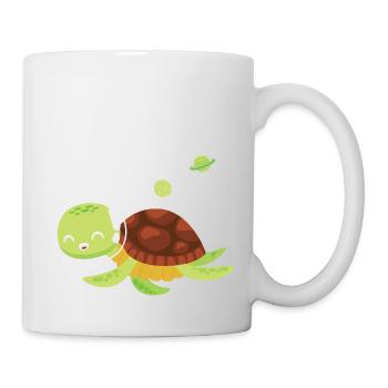 Lustige Schildkröte Meeresschildkröte Meer Wasser - Tasse - Weiß - Rechts
