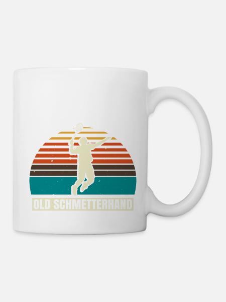 Old Schmetterhand Badminton Geschenk - Tasse - Weiß