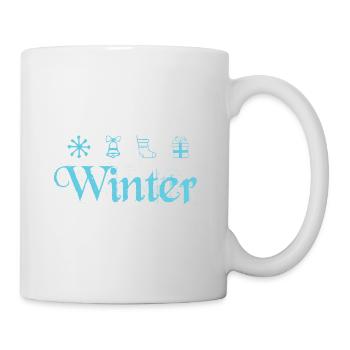 Winter Symbole Ski Schlitten und Snowboardfahrer - Tasse - Weiß - Rechts