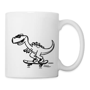 Dinosaur Skateboard Drôle d’idée cadeau - Mug blanc - blanc - Droite