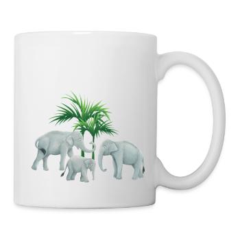 asiatische Elefantenfamilie - Tasse - Weiß - Rechts