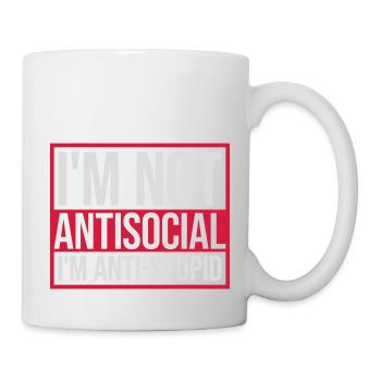 not antisocial anti stupid - Tasse - Weiß - Rechts