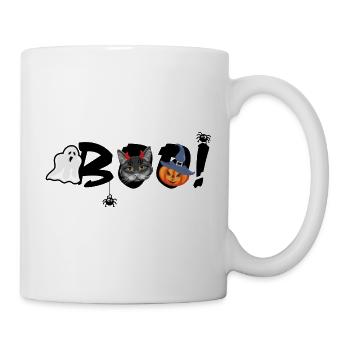 Drôle de bannière d’Halloween avec chat noir - Mug blanc - blanc - Droite