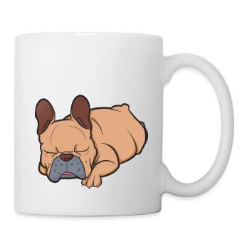 Schlafende Französische Bulldogge Faulenzer - Tasse - Weiß - Rechts