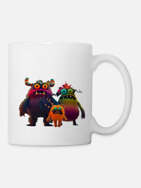 Weihnachtliche bunte Monster Familie - Tasse - Weiß