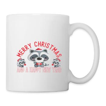 Joyeux Noël et bonne année ratons laveurs - Mug blanc - blanc - Droite