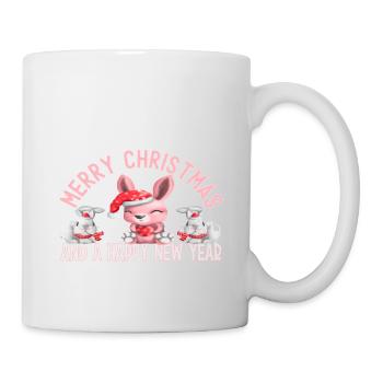 Joyeux Noël et une bonne année Lapins mignons - Mug blanc - blanc - Droite