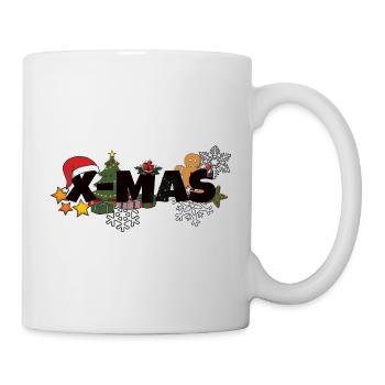 X-MAS Weihnachten Geschenke Christbaum Stern - Tasse - Weiß - Rechts
