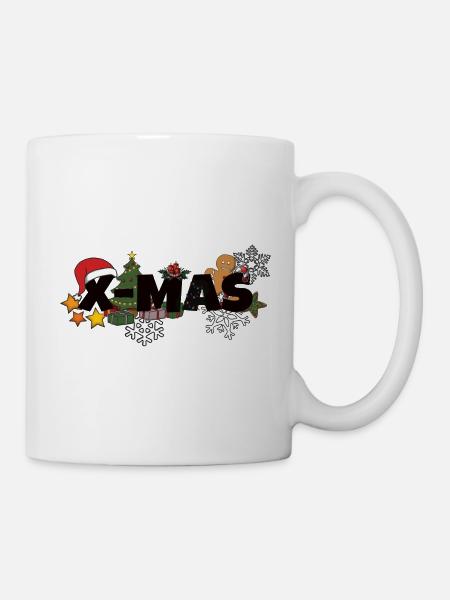 X-MAS Weihnachten Geschenke Christbaum Stern - Tasse - Weiß